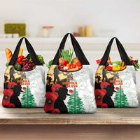 Norfolk Island ANZAC Day Grocery Bag Pine Tree With Poppies Lest We Forget LT14 3-pack One Size White - Polynesian Pride
