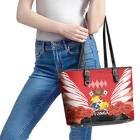 Tonga ANZAC Day Leather Tote Bag Camouflage With Poppies Lest We Forget LT14 - Polynesian Pride