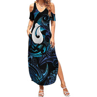 Hei Matau New Zealand Matariki Family Matching Summer Maxi Dress and Hawaiian Shirt NZ Fish Hook Maori Art