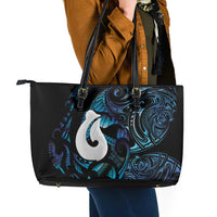 Hei Matau New Zealand Matariki Leather Tote Bag NZ Fish Hook Maori Art LT14 - Polynesian Pride