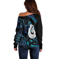 Hei Matau New Zealand Matariki Off Shoulder Sweater NZ Fish Hook Maori Art LT14 - Polynesian Pride
