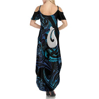 Hei Matau New Zealand Matariki Summer Maxi Dress NZ Fish Hook Maori Art LT14 - Polynesian Pride