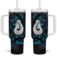 Hei Matau New Zealand Matariki Tumbler With Handle NZ Fish Hook Maori Art LT14 One Size: 40 oz Purple - Polynesian Pride