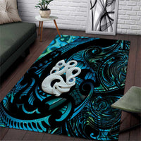 Manaia New Zealand Matariki Area Rug NZ Paua Shell Maori Art LT14 Turquoise - Polynesian Pride