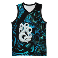 Manaia New Zealand Matariki Basketball Jersey NZ Paua Shell Maori Art LT14 Unisex Turquoise - Polynesian Pride