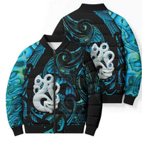 Manaia New Zealand Matariki Bomber Puffer Jacket NZ Paua Shell Maori Art LT14 - Polynesian Pride
