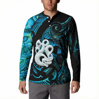 Manaia New Zealand Matariki Button Sweatshirt NZ Paua Shell Maori Art LT14 - Polynesian Pride