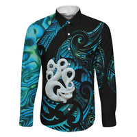 Manaia New Zealand Matariki Family Matching Long Sleeve Bodycon Dress and Hawaiian Shirt NZ Paua Shell Maori Art