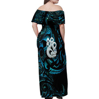 Manaia New Zealand Matariki Family Matching Off Shoulder Maxi Dress and Hawaiian Shirt NZ Paua Shell Maori Art