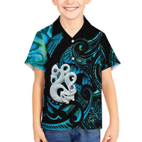 Manaia New Zealand Matariki Family Matching Off Shoulder Maxi Dress and Hawaiian Shirt NZ Paua Shell Maori Art