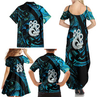 Manaia New Zealand Matariki Family Matching Summer Maxi Dress and Hawaiian Shirt NZ Paua Shell Maori Art