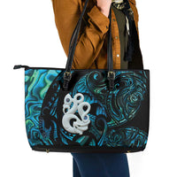 Manaia New Zealand Matariki Leather Tote Bag NZ Paua Shell Maori Art LT14 - Polynesian Pride
