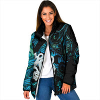 Manaia New Zealand Matariki Padded Jacket NZ Paua Shell Maori Art LT14 Women Turquoise - Polynesian Pride