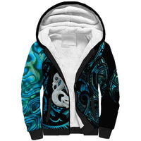 Manaia New Zealand Matariki Sherpa Hoodie NZ Paua Shell Maori Art LT14 Unisex Turquoise - Polynesian Pride