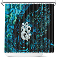 Manaia New Zealand Matariki Shower Curtain NZ Paua Shell Maori Art LT14 Turquoise - Polynesian Pride