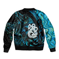 Manaia New Zealand Matariki Sleeve Zip Bomber Jacket NZ Paua Shell Maori Art LT14 - Polynesian Pride