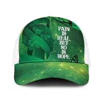 World Mental Health Awareness Month Baseball Net Cap Warriors Brave Strong Galaxy Vibes LT14 One Size White Green - Polynesian Pride