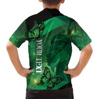 Personalised World Mental Health Awareness Month Family Matching Off Shoulder Short Dress and Hawaiian Shirt Warriors Brave Strong Galaxy Vibes