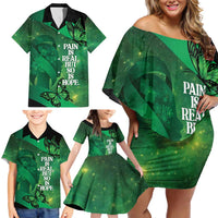 Personalised World Mental Health Awareness Month Family Matching Off Shoulder Short Dress and Hawaiian Shirt Warriors Brave Strong Galaxy Vibes