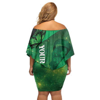 Personalised World Mental Health Awareness Month Family Matching Off Shoulder Short Dress and Hawaiian Shirt Warriors Brave Strong Galaxy Vibes