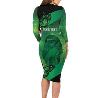 Personalised World Mental Health Awareness Month Long Sleeve Bodycon Dress Warriors Brave Strong Galaxy Vibes