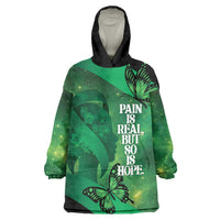 Personalised World Mental Health Awareness Month Wearable Blanket Hoodie Warriors Brave Strong Galaxy Vibes LT14 One Size Green - Polynesian Pride
