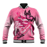 Polynesia Breast Cancer Awareness Month Baseball Jacket Pink Ribbon Mix Butterflies LT14 Unisex Pink - Polynesian Pride