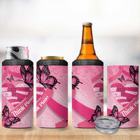 Polynesia Breast Cancer Awareness Month 4 in 1 Can Cooler Tumbler Pink Ribbon Mix Butterflies