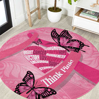 Polynesia Breast Cancer Awareness Month Round Carpet Pink Ribbon Mix Butterflies