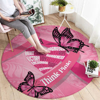 Polynesia Breast Cancer Awareness Month Round Carpet Pink Ribbon Mix Butterflies
