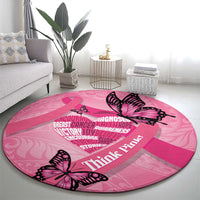 Polynesia Breast Cancer Awareness Month Round Carpet Pink Ribbon Mix Butterflies