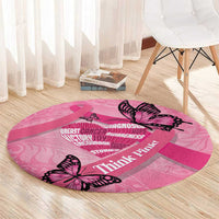 Polynesia Breast Cancer Awareness Month Round Carpet Pink Ribbon Mix Butterflies