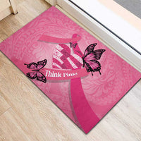 Polynesia Breast Cancer Awareness Month Rubber Doormat Pink Ribbon Mix Butterflies LT14 - Polynesian Pride