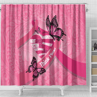 Polynesia Breast Cancer Awareness Month Shower Curtain Pink Ribbon Mix Butterflies