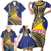 Personalised Tokelau Tokehega Day Family Matching Short Sleeve Bodycon Dress and Hawaiian Shirt Tokelauan Tatau Flag Color - Polynesian Pride
