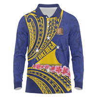 Personalised Tokelau Tokehega Day Long Sleeve Polo Shirt Tokelauan Tatau Flag Color - Polynesian Pride