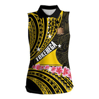 Personalised Tokelau Tokehega Day Women Sleeveless Polo Shirt Tokelauan Tatau Black Color - Polynesian Pride