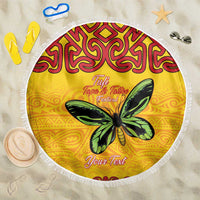 Personalised Tufi Tapa and Tattoo Festival Beach Blanket PNG Oro Butterfly Tapa Pattern LT14 One Size 150cm Yellow - Polynesian Pride
