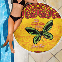 Personalised Tufi Tapa and Tattoo Festival Beach Blanket PNG Oro Butterfly Tapa Pattern LT14 - Polynesian Pride