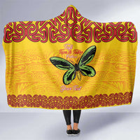 Personalised Tufi Tapa and Tattoo Festival Hooded Blanket PNG Oro Butterfly Tapa Pattern - Polynesian Pride