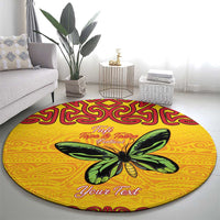 Personalised Tufi Tapa and Tattoo Festival Round Carpet PNG Oro Butterfly Tapa Pattern - Polynesian Pride