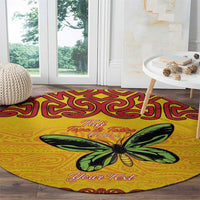 Personalised Tufi Tapa and Tattoo Festival Round Carpet PNG Oro Butterfly Tapa Pattern - Polynesian Pride