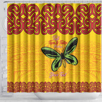 Personalised Tufi Tapa and Tattoo Festival Shower Curtain PNG Oro Butterfly Tapa Pattern - Polynesian Pride