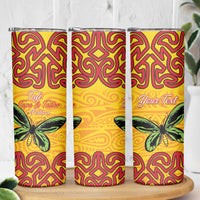 Personalised Tufi Tapa and Tattoo Festival Skinny Tumbler PNG Oro Butterfly Tapa Pattern - Polynesian Pride
