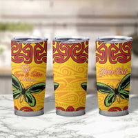 Personalised Tufi Tapa and Tattoo Festival Tumbler Cup PNG Oro Butterfly Tapa Pattern - Polynesian Pride