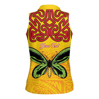 Personalised Tufi Tapa and Tattoo Festival Women Sleeveless Polo Shirt PNG Oro Butterfly Tapa Pattern - Polynesian Pride