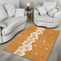 Personalised Tufi Tapa and Tattoo Festival Area Rug Oro Tapa Cloth With Plumeria - Polynesian Pride