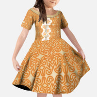 Personalised Tufi Tapa and Tattoo Festival Family Matching Off The Shoulder Long Sleeve Dress and Hawaiian Shirt Oro Tapa Cloth With Plumeria - Polynesian Pride