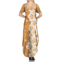 Personalised Tufi Tapa and Tattoo Festival Family Matching Summer Maxi Dress and Hawaiian Shirt Oro Tapa Cloth With Plumeria - Polynesian Pride