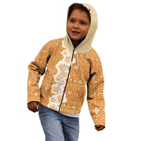 Personalised Tufi Tapa and Tattoo Festival Kid Hoodie Oro Tapa Cloth With Plumeria - Polynesian Pride